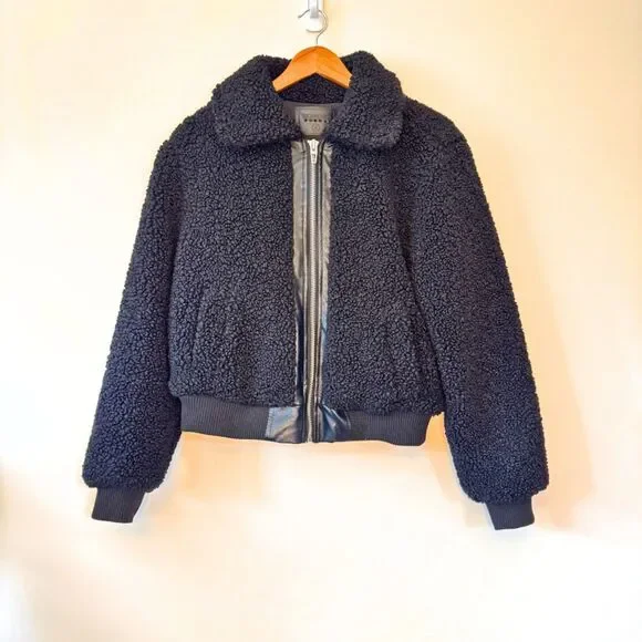 Blank NYC Boucle Collared Puffer Teddy Coat Size Small - Picture 2 of 6